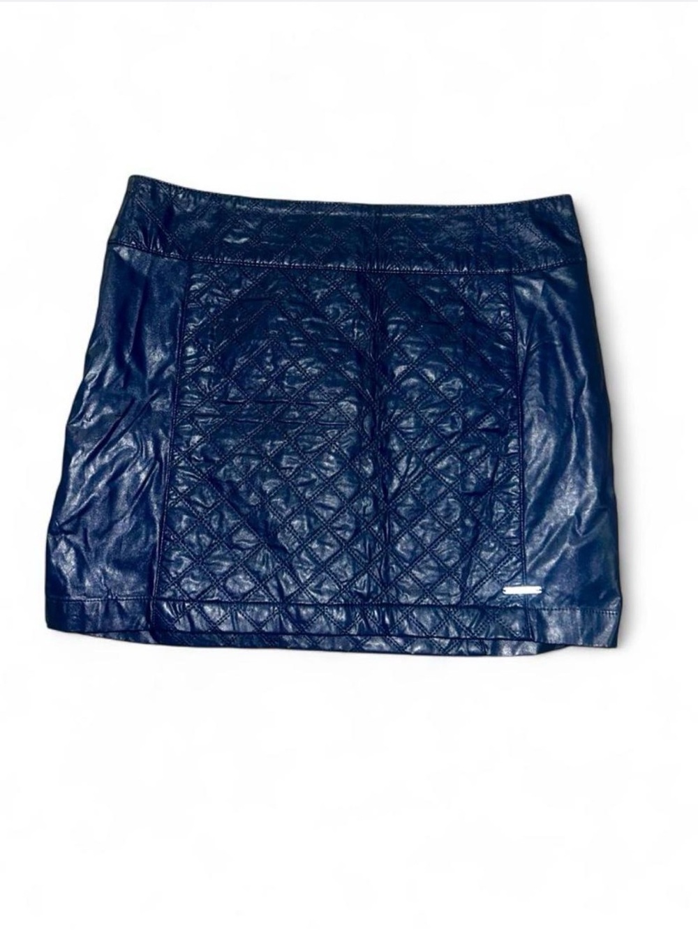 Abercrombie & Fitch Quilted Navy Faux Leather Mini Skirt